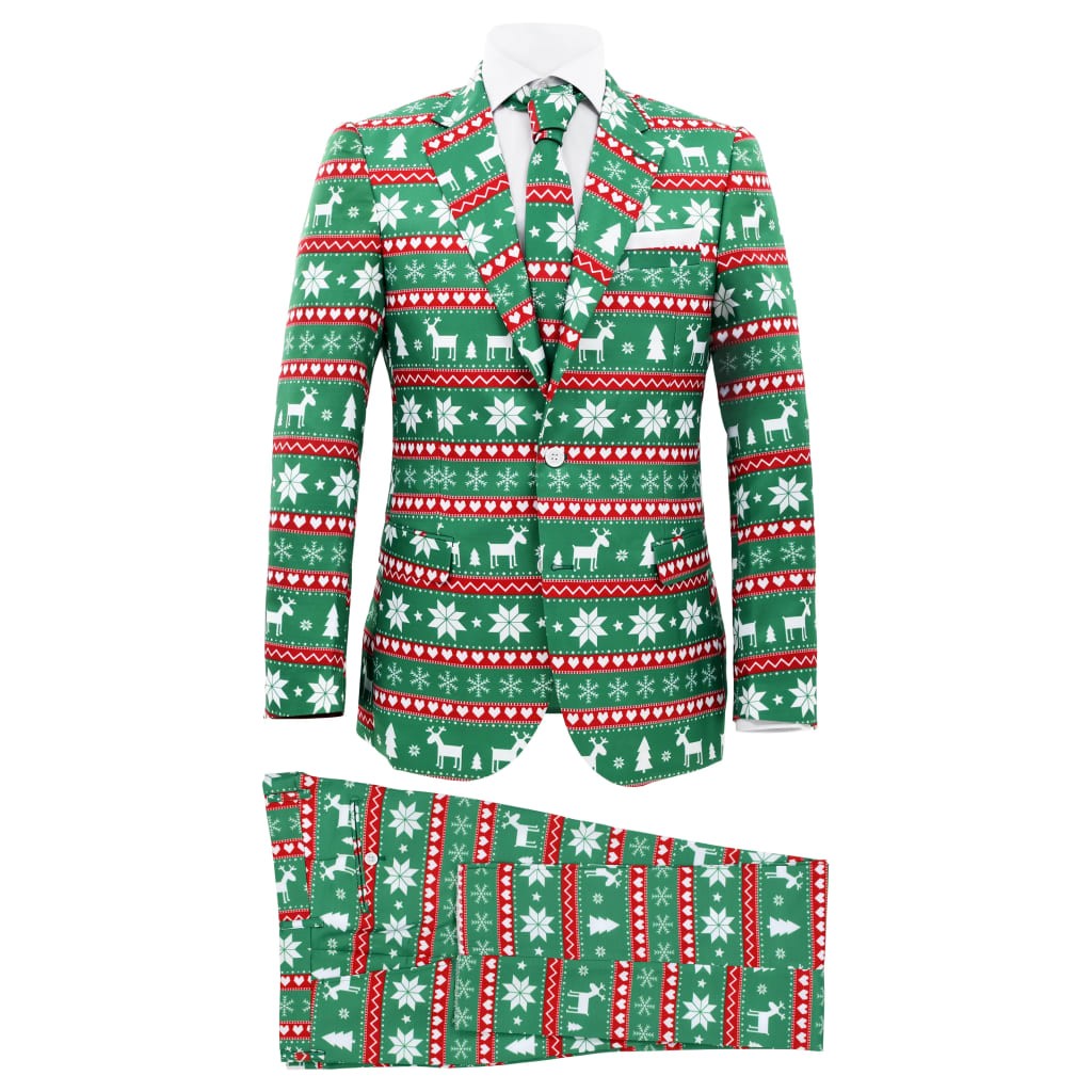 2 Piece Mens Christmas Suit with Tie Size 54 Festive Green